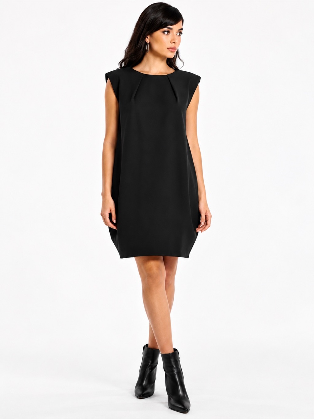 Zara Limited Edition Black Wool Blend Oversized Shift Mini Dress S